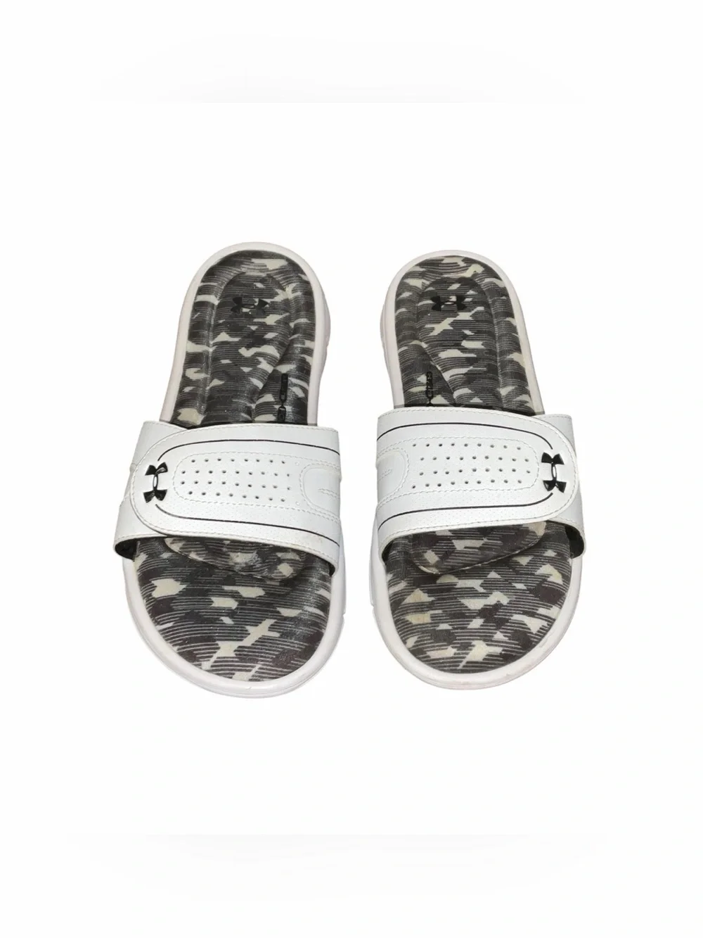 Under Armour Women’s Slides White Camo Adjustable Strap Sandals Size 8